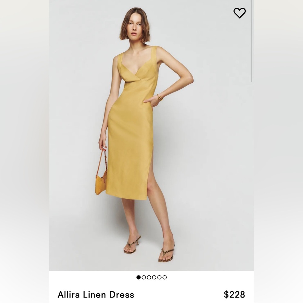 Reformation yellow linen Midi Dress NWOT